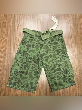 GS115 Men's Camo Cargo Shorts-Olive Green-NWT Size 34